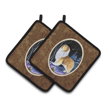 Carolines Treasures Starry Night Sheltie Pair of Pot Holders, 7.5 x 3 x 7.5 in. SS8368PTHD